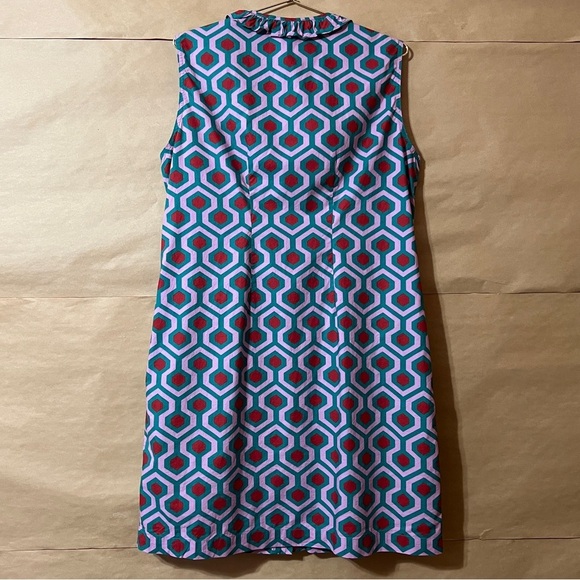 Weekend MaxMara Curvato Geometric Print Ruffle Shirt Dress Button Front Size 10 - Picture 11 of 13